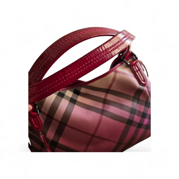 Burberry Burgundy and Black Plaid Shoulder Bag - Picture 3 of 11